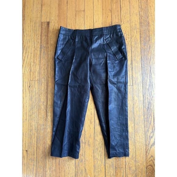 RED Valentino Made in Italy Black Linen Crop Pants Size 44 EU